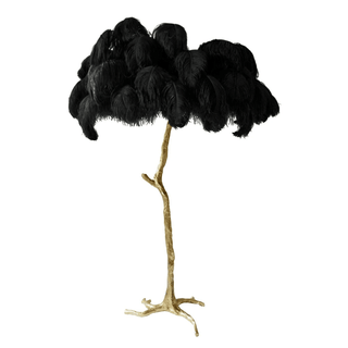 Selis Lampadaire en Laiton avec Plume d'Autruche
