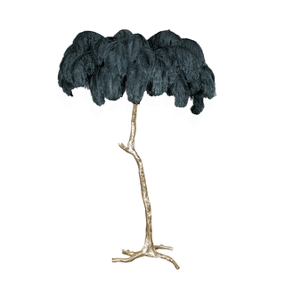 Selis Lampadaire en Laiton avec Plume d'Autruche