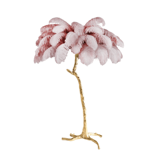 Selis Lampadaire en Laiton avec Plume d'Autruche