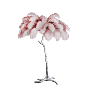 Selis Lampadaire en Laiton avec Plume d'Autruche