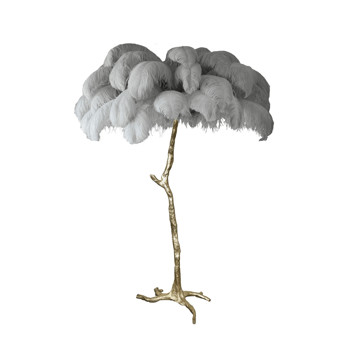 Selis Lampadaire en Laiton avec Plume d'Autruche