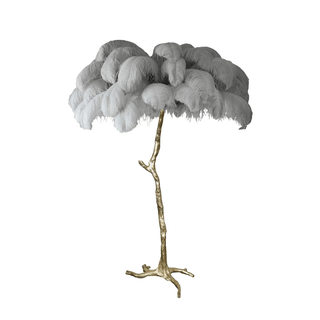 Selis Lampadaire en Laiton avec Plume d'Autruche