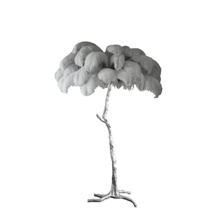 Selis Lampadaire en Laiton avec Plume d'Autruche