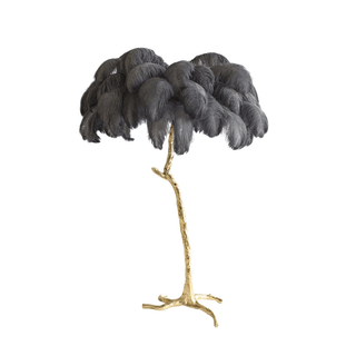 Selis Lampadaire en Laiton avec Plume d'Autruche
