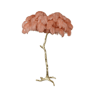 Selis Lampadaire en Laiton avec Plume d'Autruche