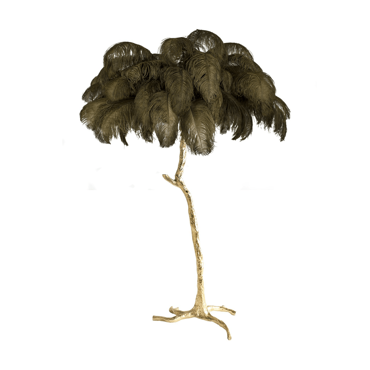 Selis Lampadaire en Laiton avec Plume d'Autruche