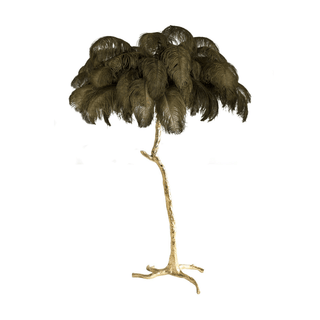 Selis Lampadaire en Laiton avec Plume d'Autruche