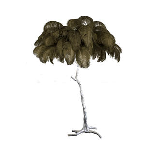 Selis Lampadaire en Laiton avec Plume d'Autruche