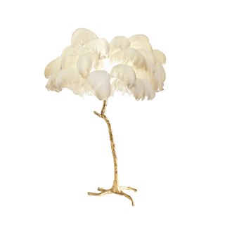 Selis Lampadaire en Laiton avec Plume d'Autruche