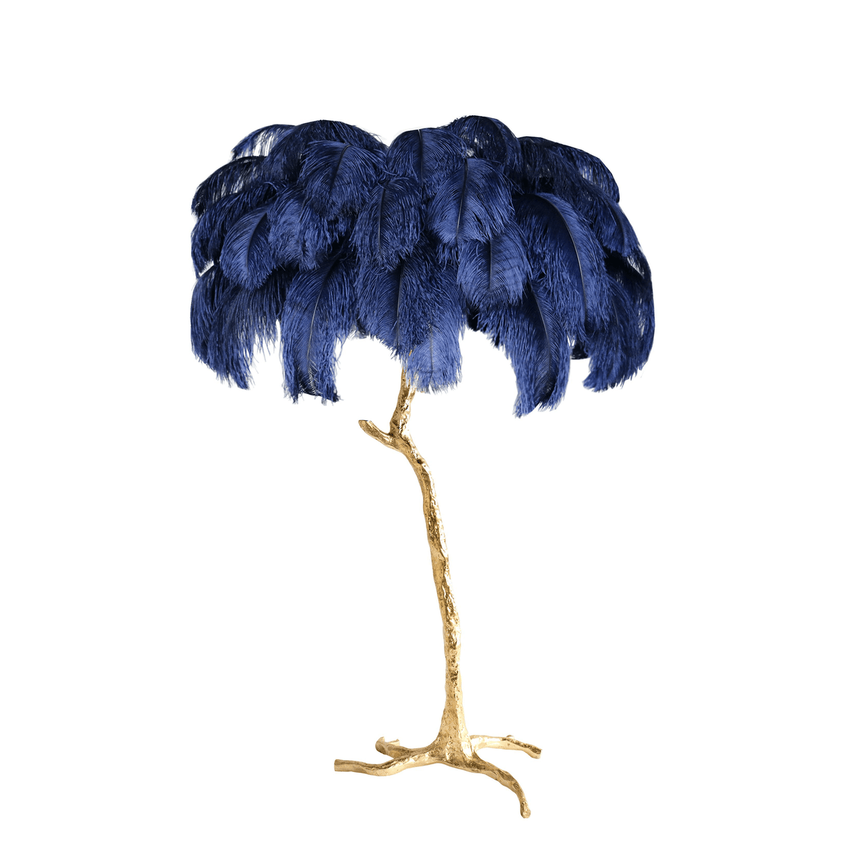 Selis Lampadaire en Laiton avec Plume d'Autruche