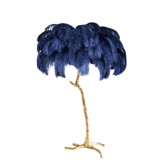 Selis Lampadaire en Laiton avec Plume d'Autruche