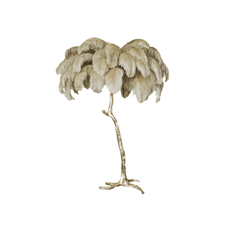 Selis Lampadaire en Laiton avec Plume d'Autruche
