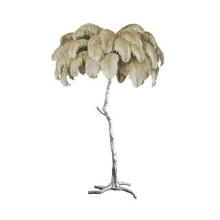 Selis Lampadaire en Laiton avec Plume d'Autruche