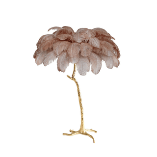 Selis Lampadaire en Laiton avec Plume d'Autruche