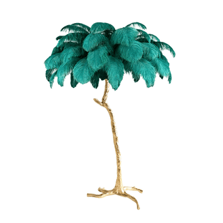 Selis Lampadaire en Laiton avec Plume d'Autruche
