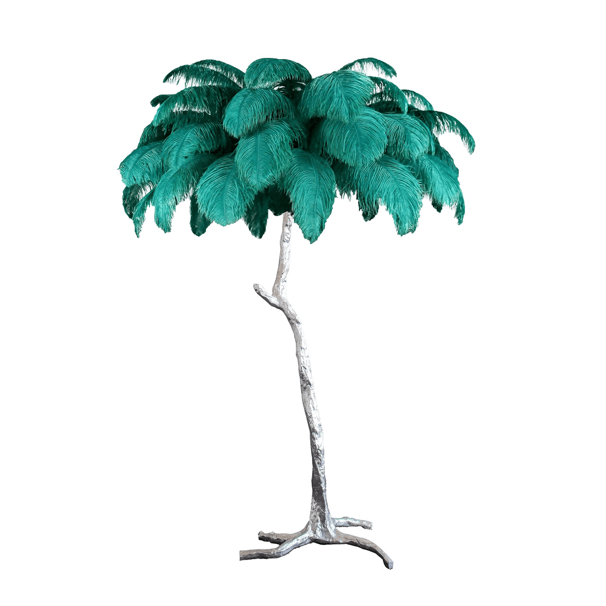 Selis Lampadaire en Laiton avec Plume d'Autruche