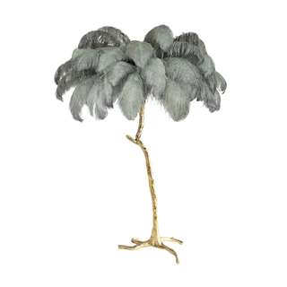 Selis Lampadaire en Laiton avec Plume d'Autruche