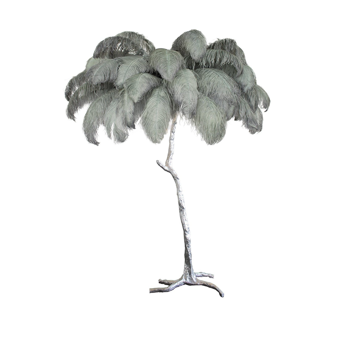 Selis Lampadaire en Laiton avec Plume d'Autruche