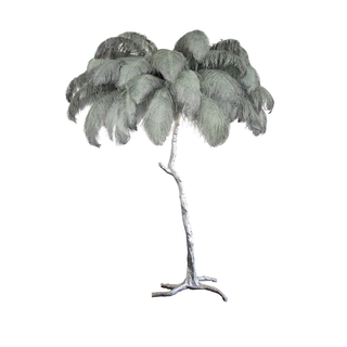 Selis Lampadaire en Laiton avec Plume d'Autruche