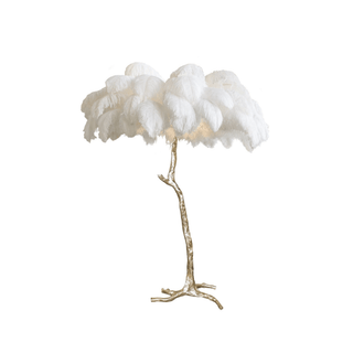Selis Lampadaire en Laiton avec Plume d'Autruche