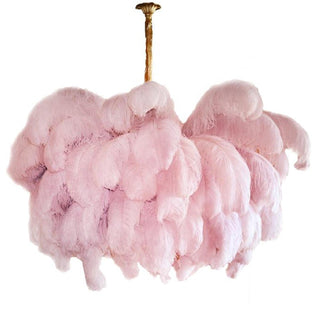 Lustra Lustre Plume d'Autruche Grand Pied en Laiton-Luire