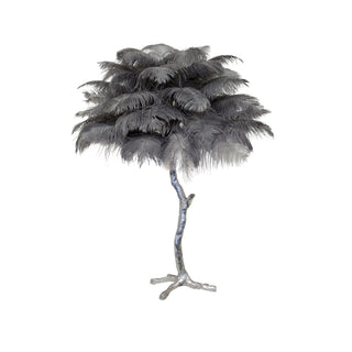 Ostrich Feather Table Lamp-Neutral Decor