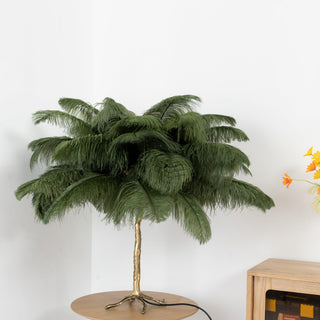 Ostrich Feather Table Lamp-Neutral Decor