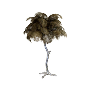 Ostrich Feather Table Lamp-Neutral Decor