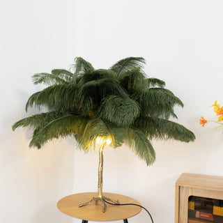 Ostrich Feather Table Lamp-Neutral Decor