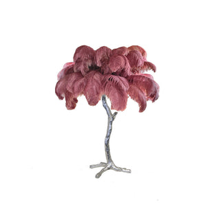 Ostrich Feather Table Lamp-Neutral Decor