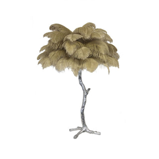 Ostrich Feather Table Lamp-Neutral Decor