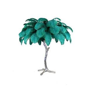 Ostrich Feather Table Lamp-Neutral Decor