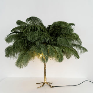 Ostrich Feather Table Lamp-Neutral Decor