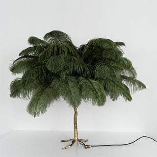 Ostrich Feather Table Lamp-Neutral Decor