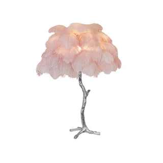 Ostrich Feather Table Lamp-Neutral Decor