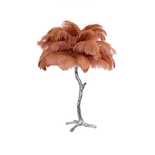 Ostrich Feather Table Lamp-Neutral Decor
