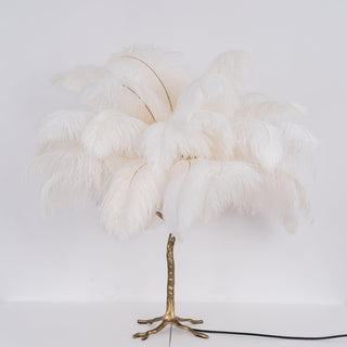 Ostrich Feather Table Lamp-Neutral Decor