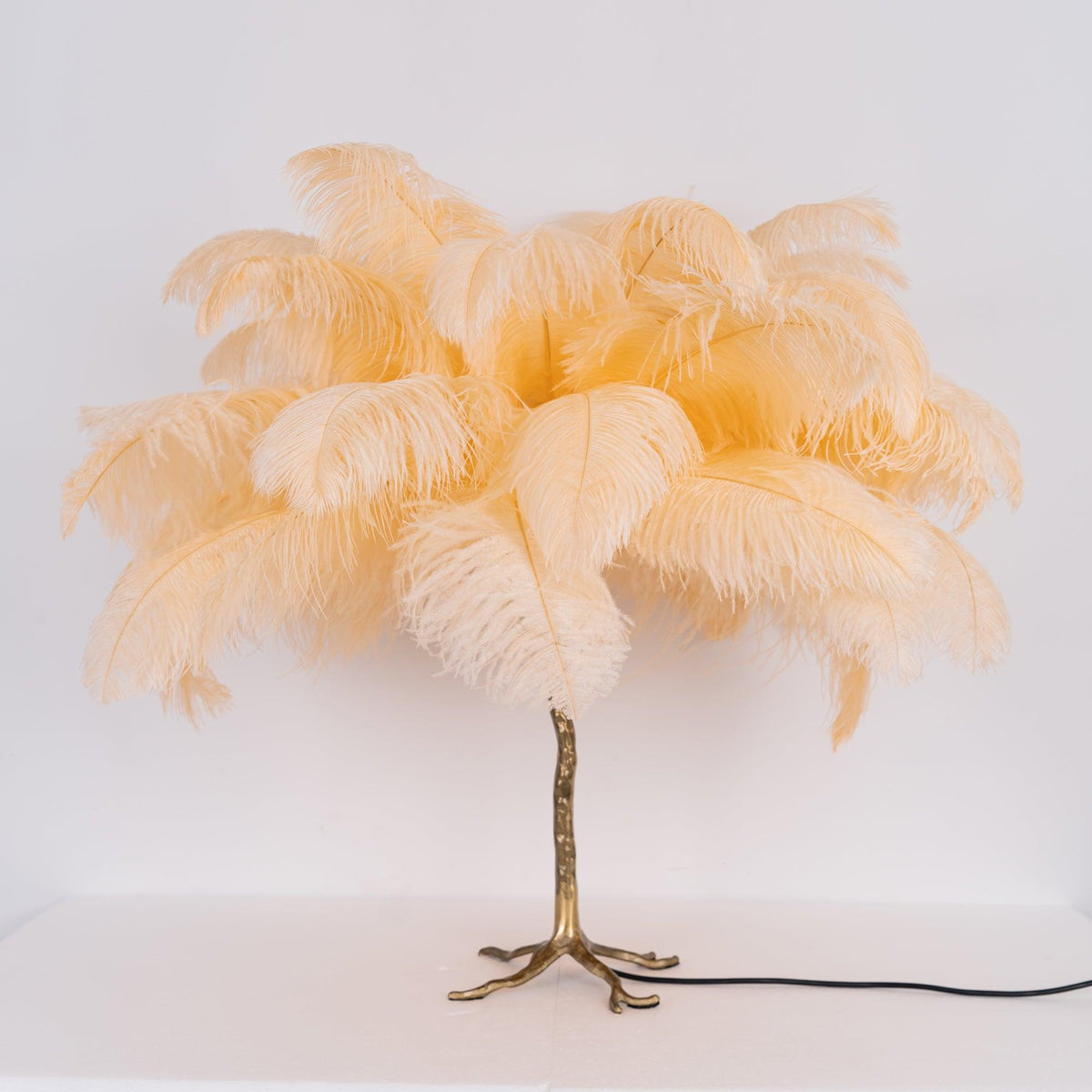 Ostrich Feather Table Lamp-Neutral Decor