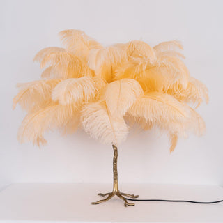 Ostrich Feather Table Lamp-Neutral Decor