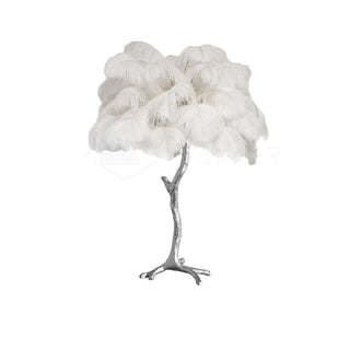 Ostrich Feather Table Lamp-Neutral Decor