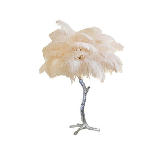 Ostrich Feather Table Lamp-Neutral Decor