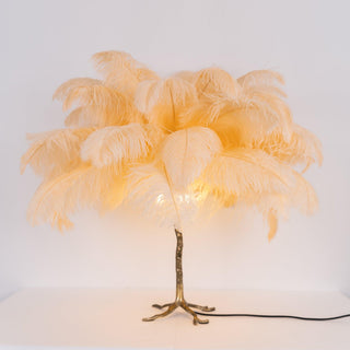 Ostrich Feather Table Lamp-Neutral Decor