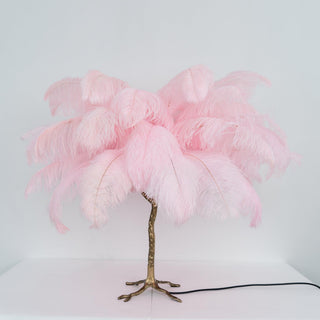 Ostrich Feather Table Lamp-Neutral Decor