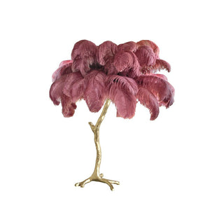 Ostrich Feather Table Lamp-Neutral Decor