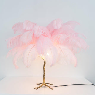 Ostrich Feather Table Lamp-Neutral Decor