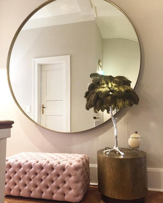 Ostrich Feather Table Lamp-Neutral Decor