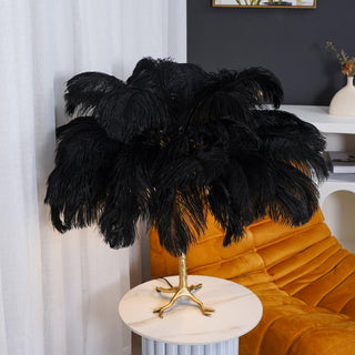 Ostrich Feather Table Lamp-Neutral Decor