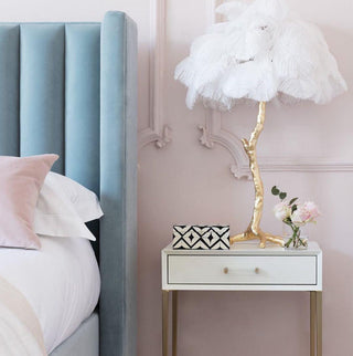 Ostrich Feather Table Lamp-Neutral Decor