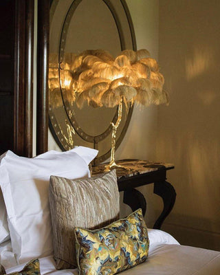 Ostrich Feather Table Lamp-Neutral Decor