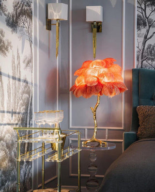 Ostrich Feather Table Lamp-Neutral Decor